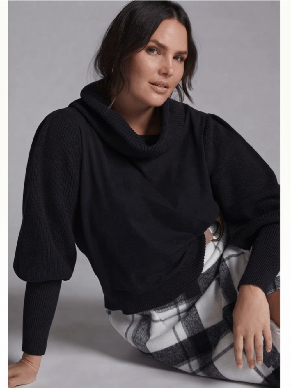 Anthropologie Dolan Left Coast Cowl Neck Pullover Black Size XS Petite